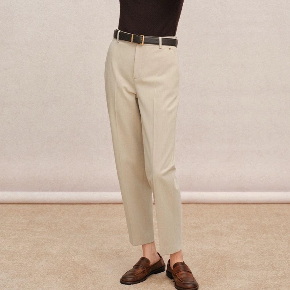 Orange Desire Oatmeal Tailored Ankle Length Trousers